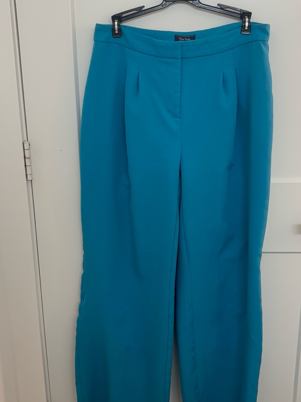 Blue Teal Wide-Leg Dress Pants